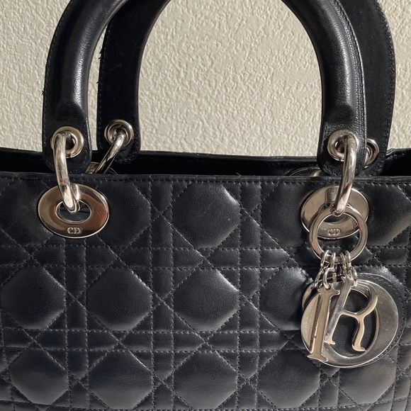 CHRISTIAN DIOR Black Medium Cannage Lady Dior Bag - Picture 15 of 15